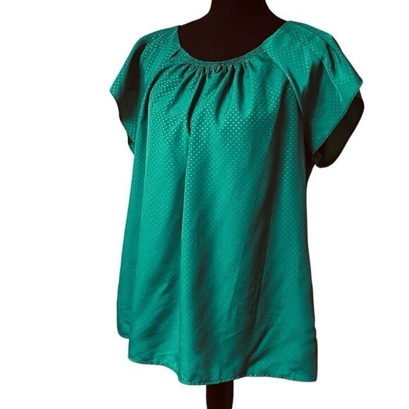 Mossimo Emerald Green Polka Dot Flutter Sleeve Top N0272 - Picture 1 of 7